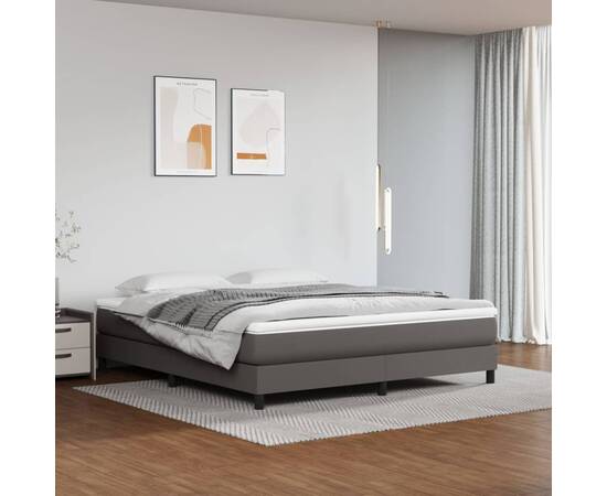 Cadru de pat box spring, gri, 180x200 cm, piele ecologică