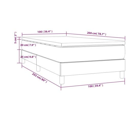 Pat box spring cu saltea, alb, 100x200 cm, piele ecologică, 10 image