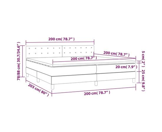 Pat box spring cu saltea, alb, 200x200 cm, piele ecologică, 7 image