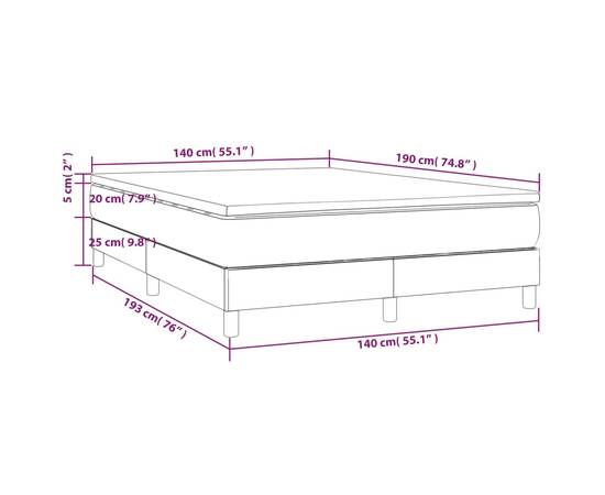 Pat box spring cu saltea, cappuccino, 140x190cm piele ecologică, 10 image