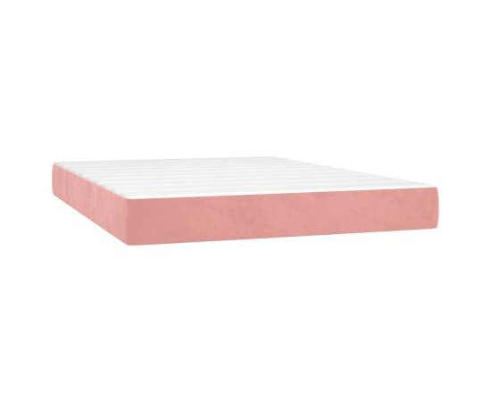 Pat box spring cu saltea, roz, 140x200 cm, catifea, 5 image