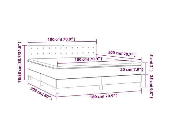 Pat continental cu saltea, crem, 180x200 cm, textil, 7 image