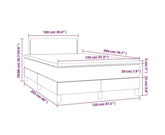 Pat box spring cu saltea, alb, 120x200 cm, piele ecologică, 7 image