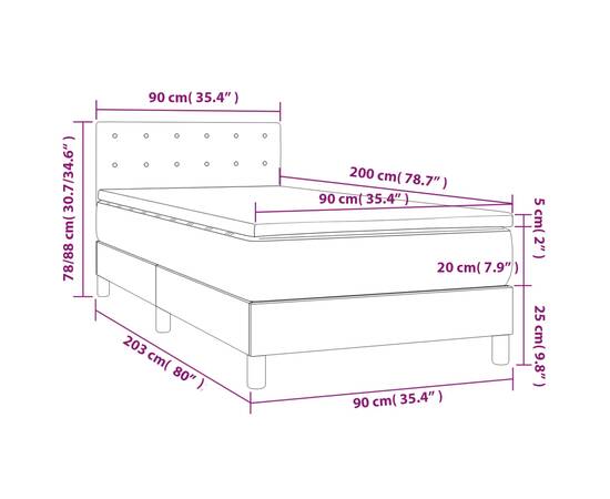 Pat box spring cu saltea, crem, 90x200 cm, textil, 7 image