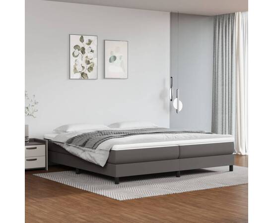 Cadru de pat box spring, gri, 200x200 cm, piele ecologică