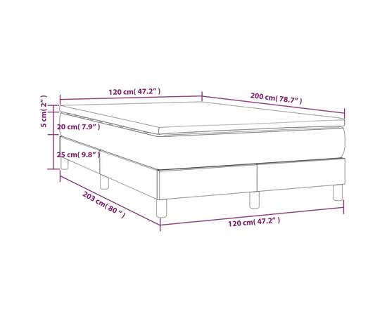 Pat box spring cu saltea, crem, 120x200 cm, textil, 10 image