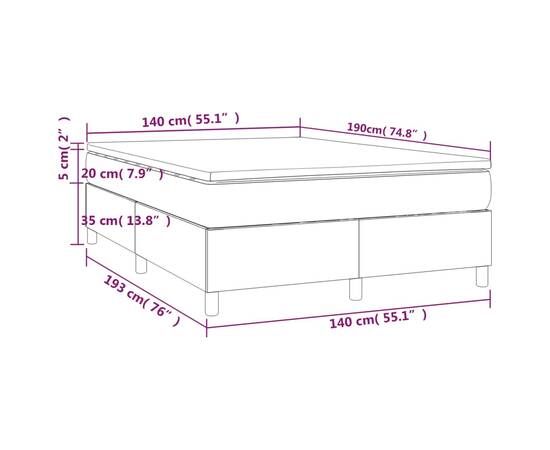 Pat box spring cu saltea, crem, 140x200 cm, textil, 10 image