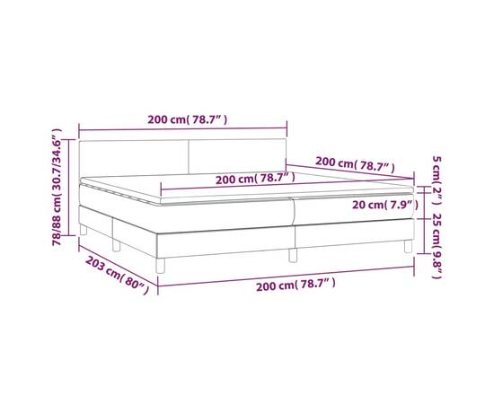 Pat box spring cu saltea, crem, 200x200 cm, textil, 7 image