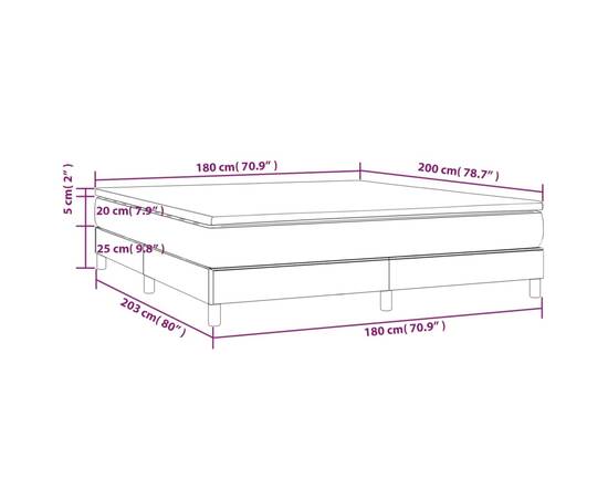 Pat box spring cu saltea, roz, 180x200 cm, catifea, 10 image