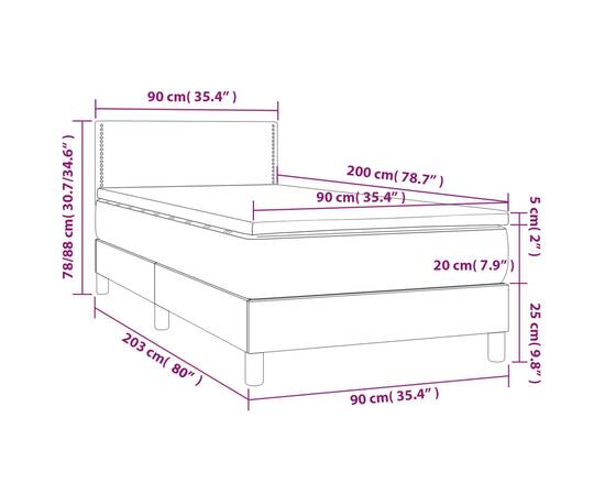 Pat box spring cu saltea, crem, 90x200 cm, textil, 7 image