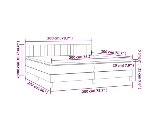 Pat box spring cu saltea, albastru, 200x200 cm, textil, 7 image