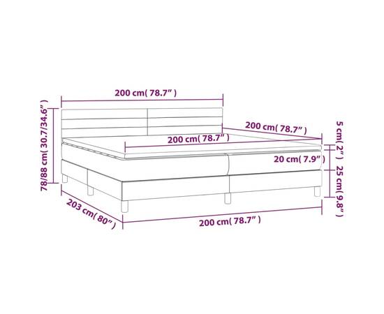 Pat box spring cu saltea, crem, 200x200 cm, textil, 7 image