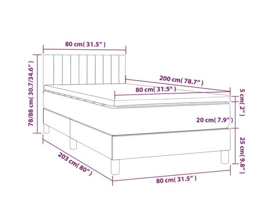 Pat box spring cu saltea, albastru, 80x200 cm, textil, 7 image