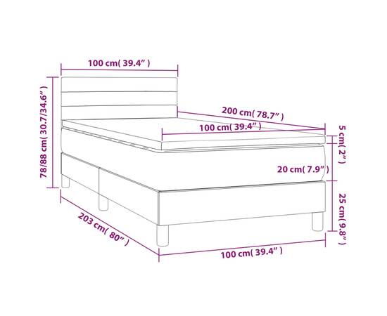 Pat box spring cu saltea, crem, 100x200 cm, textil, 7 image