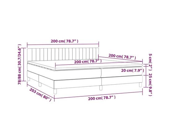 Pat box spring cu saltea, crem, 200x200 cm, textil, 7 image