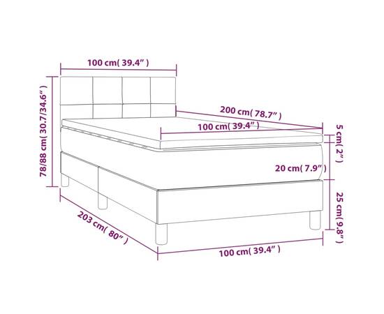 Pat box spring cu saltea, maro închis, 100x200 cm, textil, 7 image