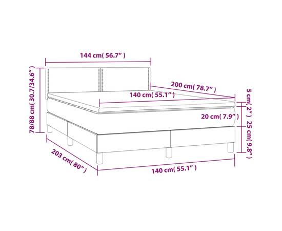 Pat continental cu saltea, crem, 140x200 cm, material textil, 7 image