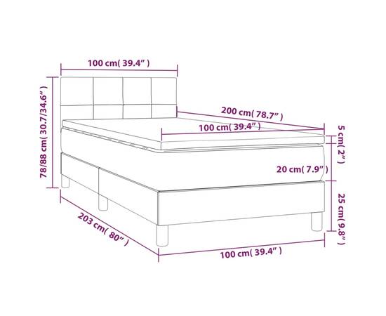 Pat box spring cu saltea, crem, 100x200 cm, textil, 7 image