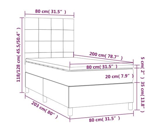 Pat box spring cu saltea, albastru, 80x200 cm, textil, 6 image