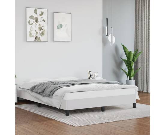 Cadru de pat, alb, 140x200 cm, piele ecologică