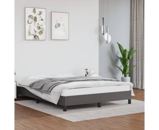 Cadru de pat, gri, 140x200 cm, piele ecologică