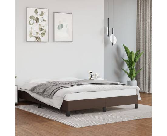 Cadru de pat, maro, 140x200 cm, piele ecologică
