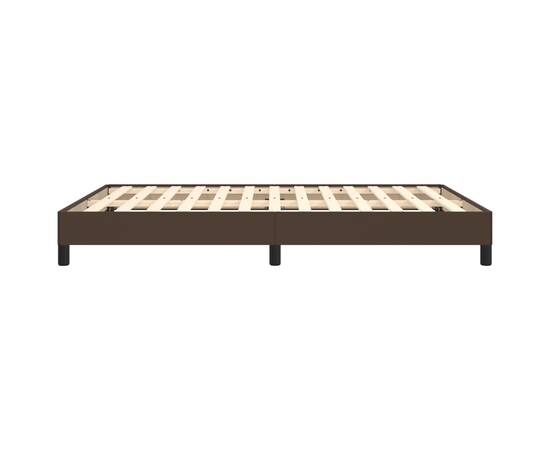 Cadru de pat, maro, 140x200 cm, piele ecologică, 6 image