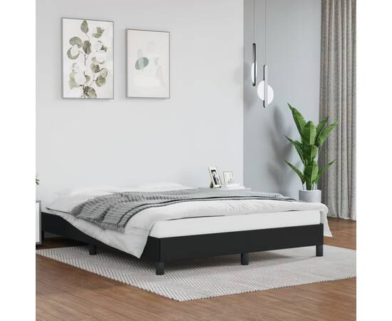 Cadru de pat, negru, 140x190 cm, piele ecologică