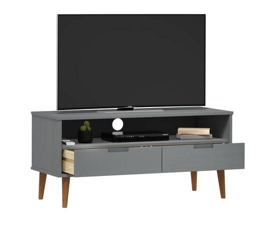 Comodă tv, gri, 106x40x49 cm, lemn masiv de pin, 3 image