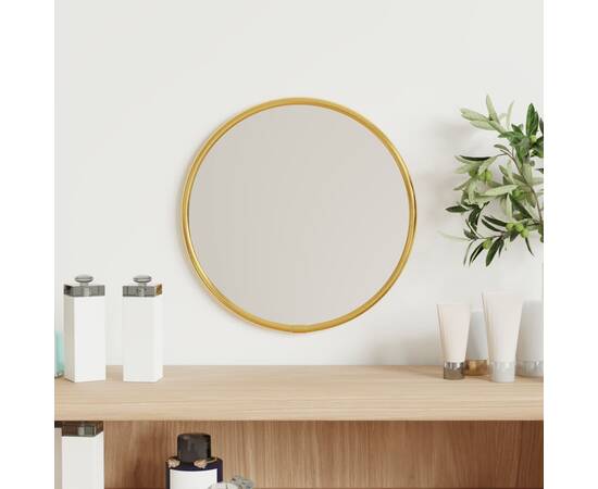 Oglindă de perete rotundă, auriu, Ø 20 cm