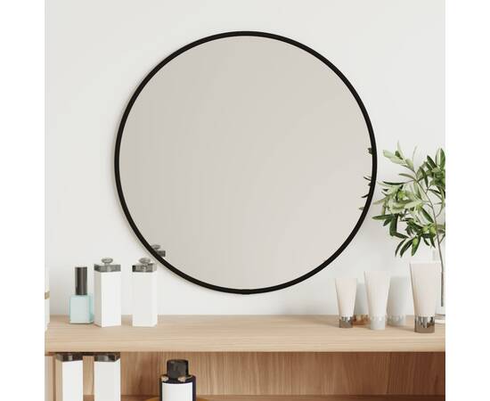 Oglindă de perete rotundă, negru, Ø 40 cm