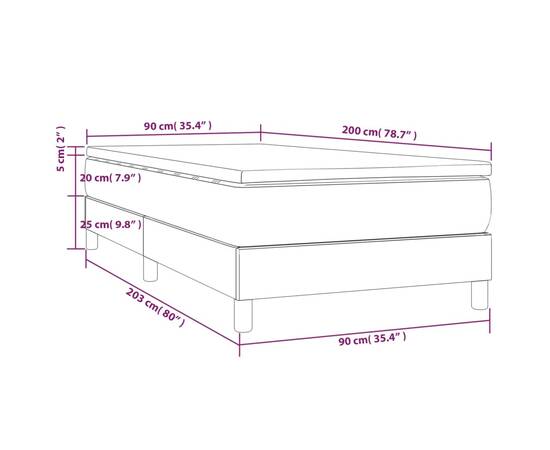 Pat box spring cu saltea, alb, 90x200 cm, piele ecologică, 10 image