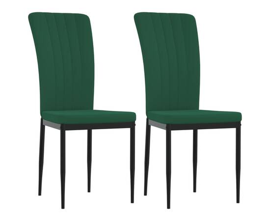 Scaune de sufragerie, 2 buc., verde închis, catifea, 2 image