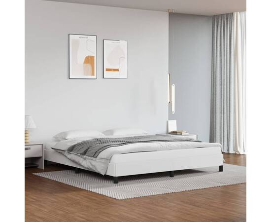 Cadru de pat, alb, 160x200 cm, piele ecologică