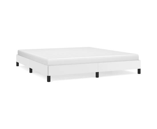 Cadru de pat, alb, 160x200 cm, piele ecologică, 2 image