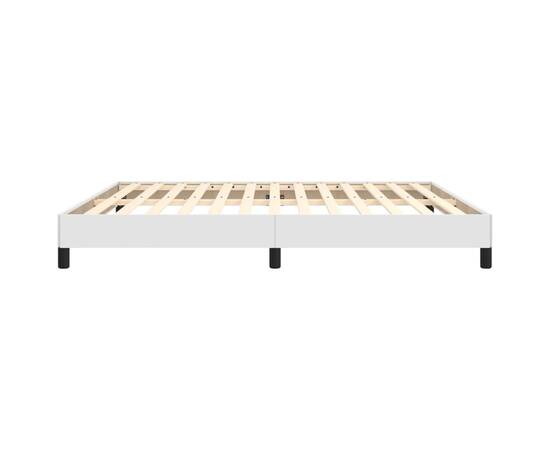 Cadru de pat, alb, 160x200 cm, piele ecologică, 6 image