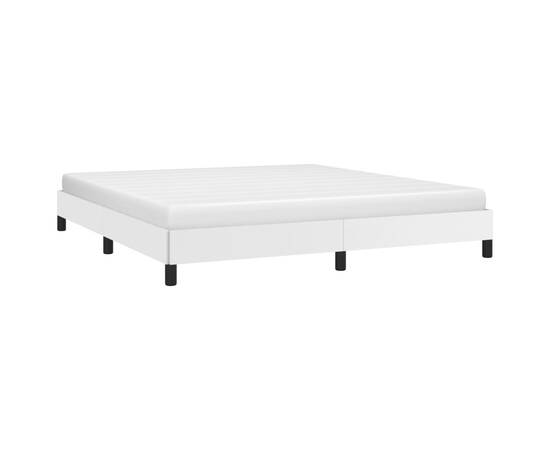 Cadru de pat, alb, 160x200 cm, piele ecologică, 3 image