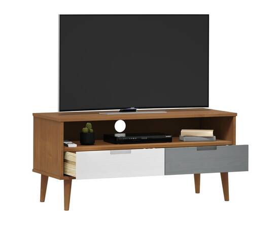 Comodă tv, maro, 106x40x49 cm, lemn masiv de pin, 3 image