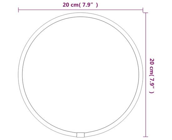 Oglindă de perete rotundă, negru, Ø 20 cm, 6 image