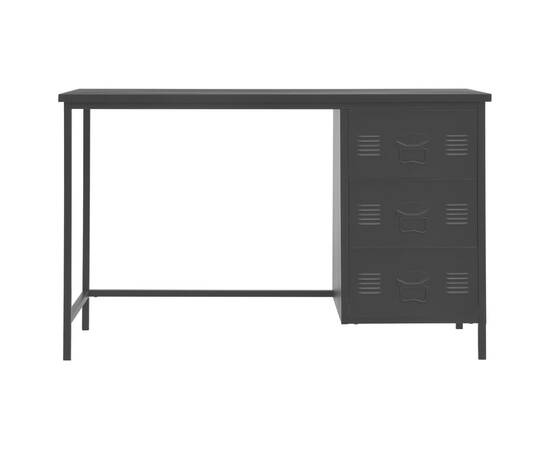 Birou cu sertare, negru, 120 x 55 x 75 cm, oțel, industrial, 3 image