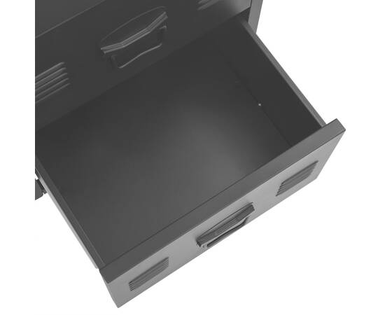Birou cu sertare, negru, 120 x 55 x 75 cm, oțel, industrial, 6 image