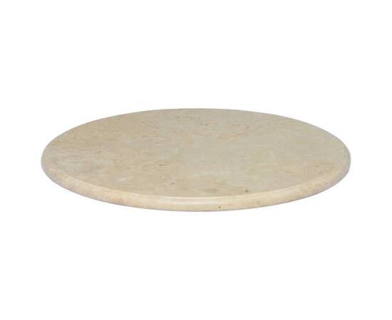 Blat de masă, crem, Ø60x2,5 cm, marmură, 2 image