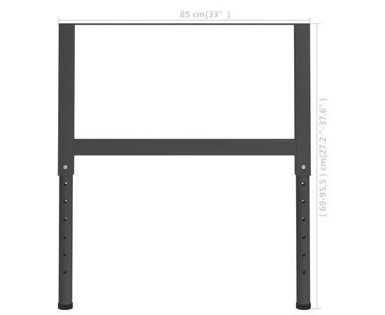 Cadre banc lucru reglabile 2 buc. negru 85x(69-95,5) cm, metal, 9 image