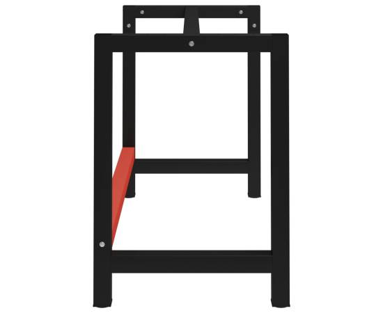 Cadru metalic banc de lucru, 120x57x79 cm, negru și roșu, 3 image
