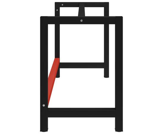 Cadru metalic banc de lucru, 150x57x79 cm, negru și roșu, 3 image