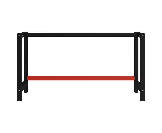 Cadru metalic banc de lucru, 150x57x79 cm, negru și roșu, 2 image