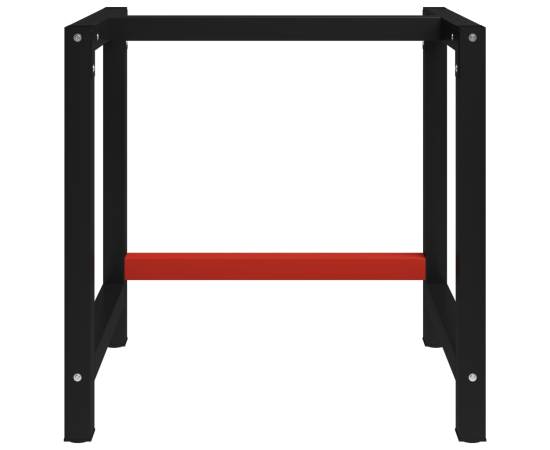 Cadru metalic banc de lucru, 80x57x79 cm, negru și roșu, 2 image