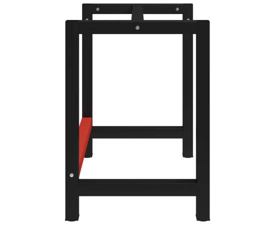 Cadru metalic banc de lucru, 80x57x79 cm, negru și roșu, 3 image
