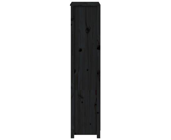 Dulap înalt, negru, 80x35x154 cm, lemn masiv de pin, 7 image