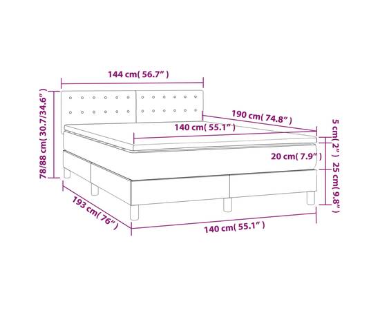 Pat box spring cu saltea, crem, 140x200 cm, textil, 7 image